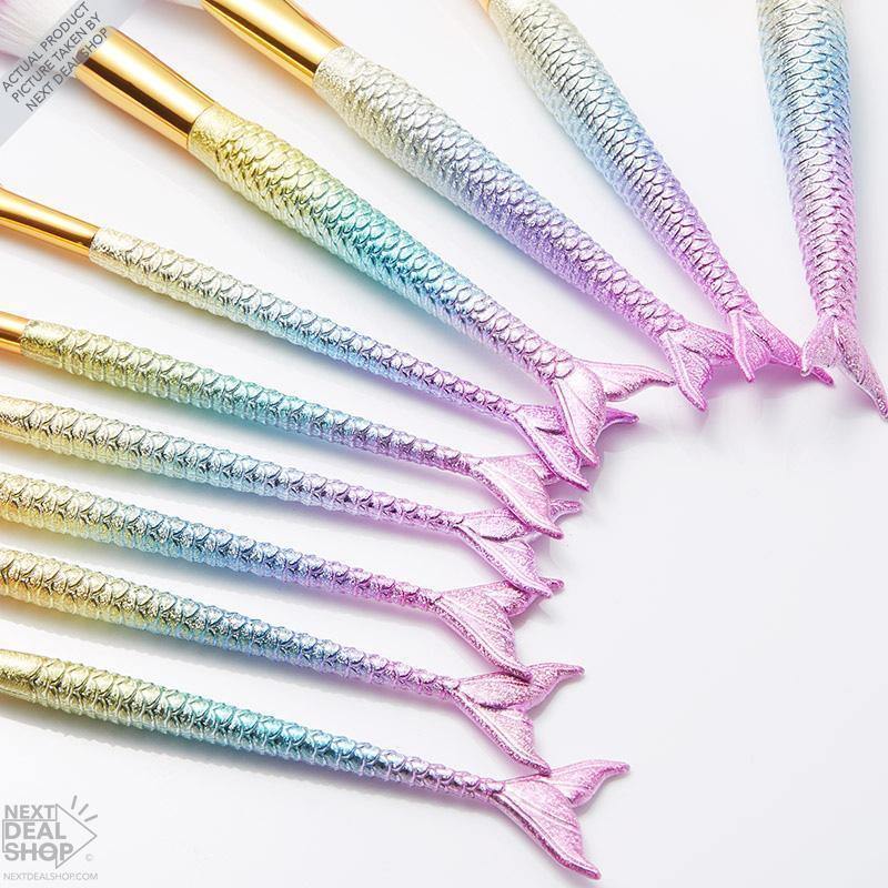 Kit de Pincéis para Maquiagem Sereia - 10 Peças
