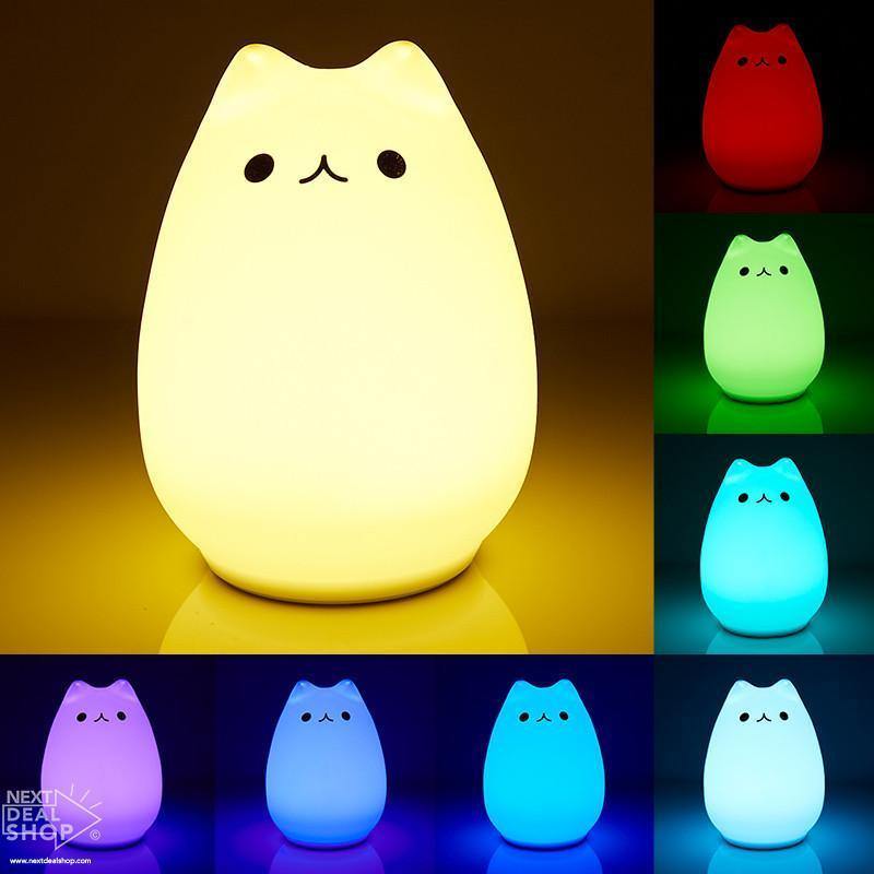 Gato Abajur Luminária que Troca de Cor com Sensor de Toque