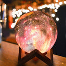 Luz de Galáxia Colorida 3D (Com Suporte de Madeira)