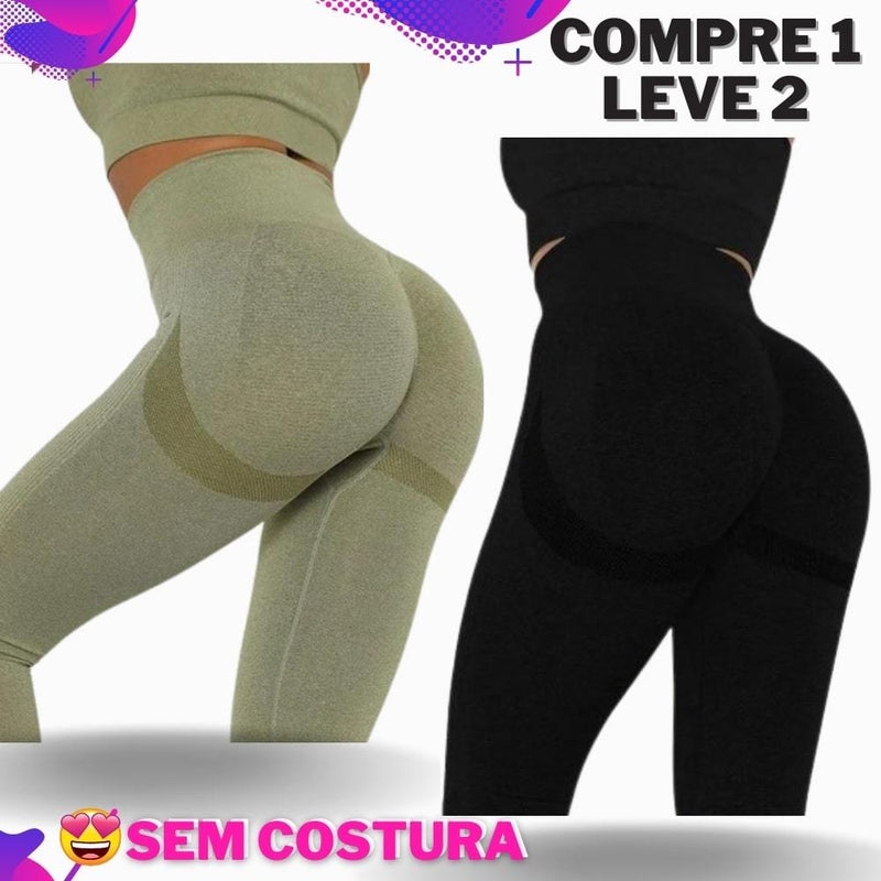 Kit 2 Calça Legging Modeladora Empina Bumbum com Técnologia Sem Costura Fiorella [COMPRE 1 LEVE 2]