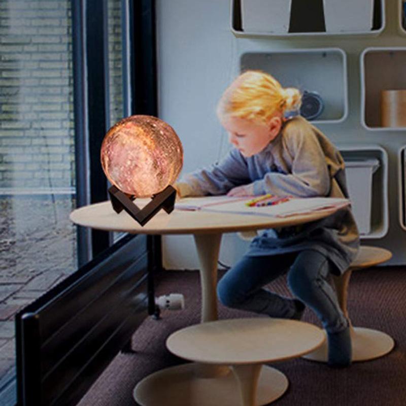 Luz de Galáxia Colorida 3D (Com Suporte de Madeira)