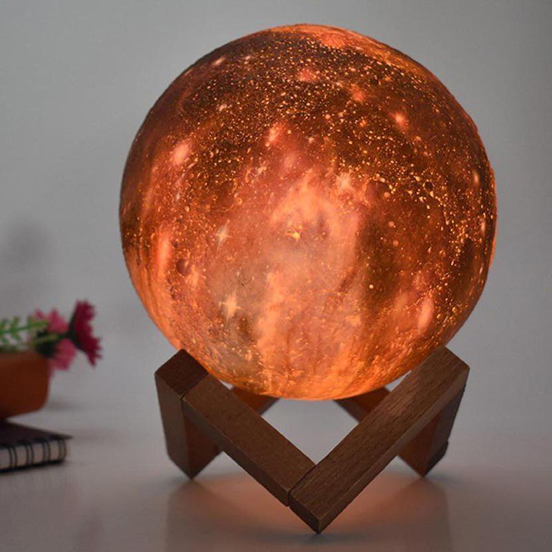 Luz de Galáxia Colorida 3D (Com Suporte de Madeira)