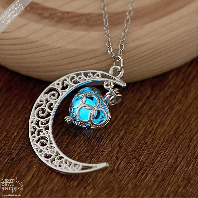 Colar Lua e Coração que Brilha no Escuro - Lunar Glow