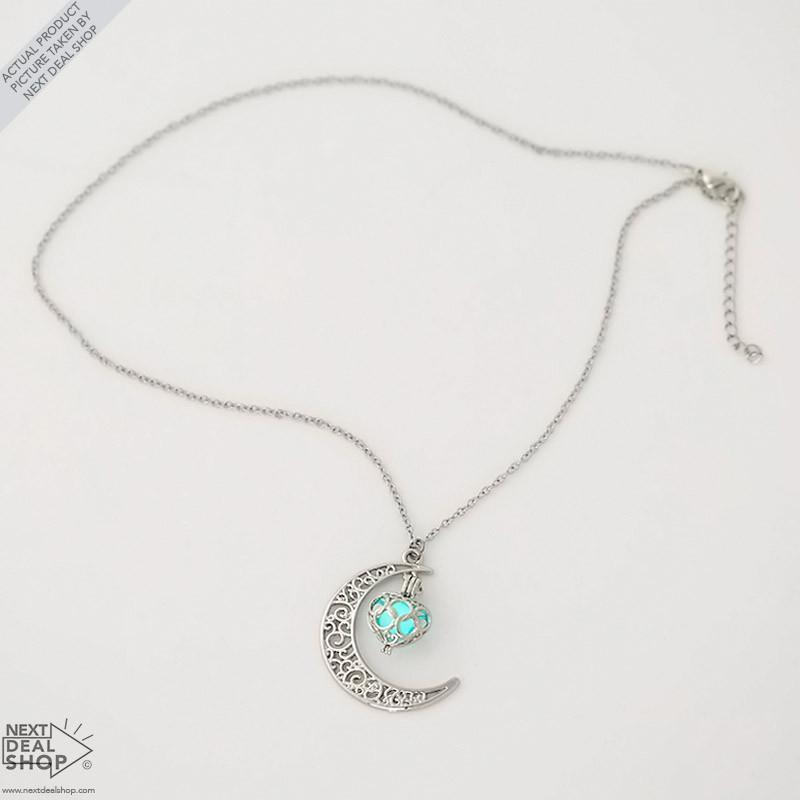 Colar Lua e Coração que Brilha no Escuro - Lunar Glow