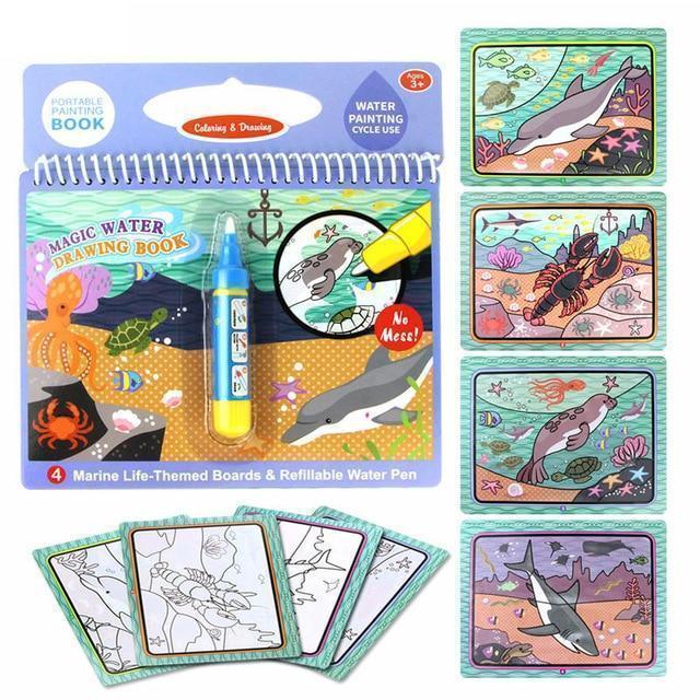 kit 2 Livros Infantis para Colorir à Base de Água Magic Fun