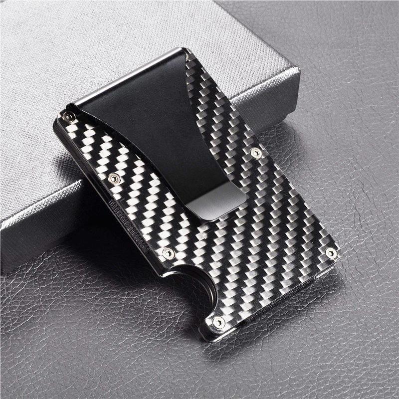 Suporte de Cartão de Fibra de Carbono Minimalista com Bloqueio RFID - SafeCard