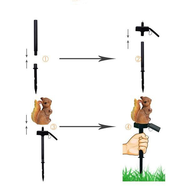 Esquilo de Luz Decorativa de Jardim à Energia Solar