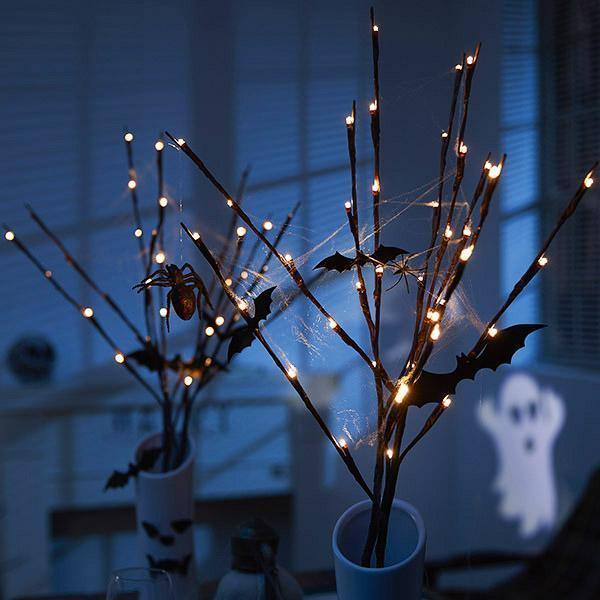 2 Conjuntos de Luzes LED em Galho para o Dia das Bruxas