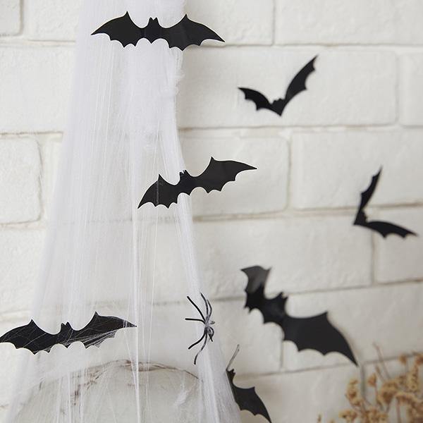 12 Peças de Adesivo de Parede para Decoração de Morcego 3D