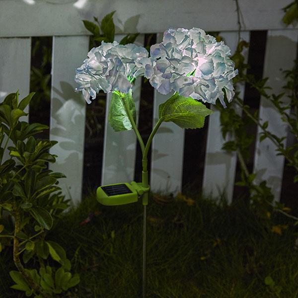 2 Peças Estaca de Luzes LED de Hortênsia Movida à Energia Solar
