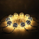 Fio com 20 Bolas de Metal LED com 8 Modos de Iluminação à Energia Solar