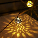 Fio com 20 Bolas de Metal LED com 8 Modos de Iluminação à Energia Solar