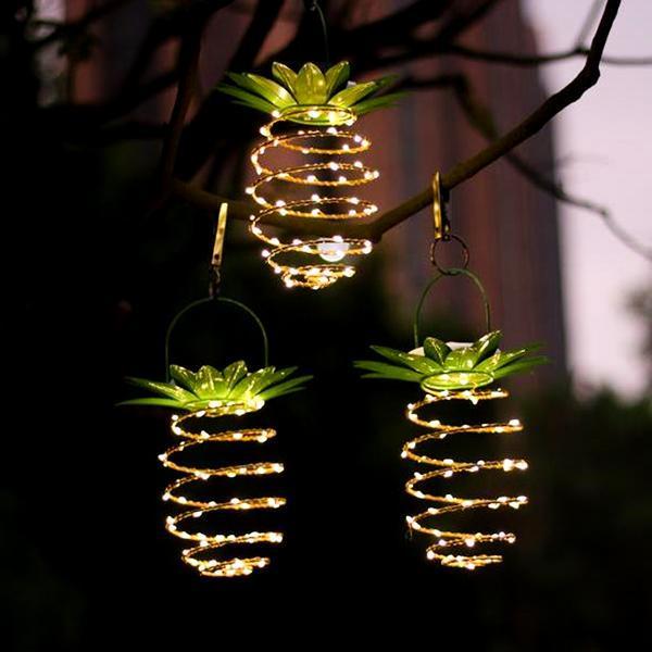 Luz LED de Abacaxi à Energia Solar - Radiância Tropical