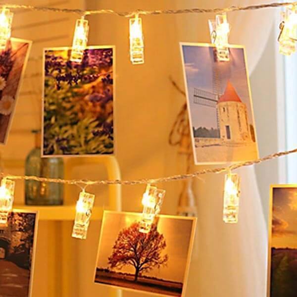 Cordão de Luzes Led com Pregadores para Fotografias - Photo Clip Lights