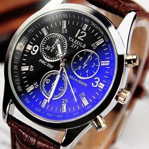 Relógio Masculino de Quartzo com Pulseira em Couro Yazole Classic