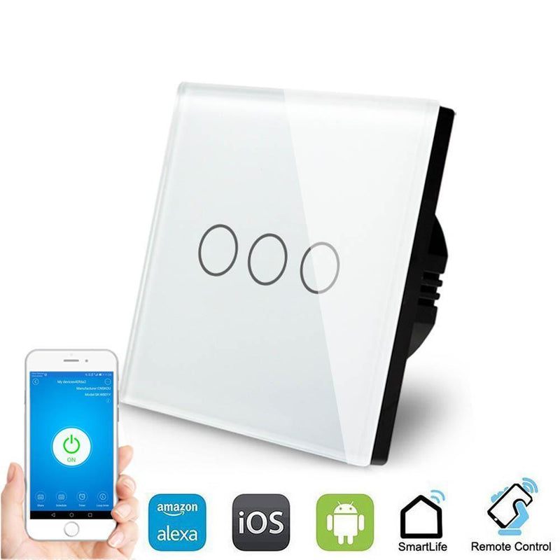 Smart Interruptor Wifi Touch Screen Wallpad 3 Teclas - Quadrado