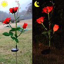 Galho com 3 Rosas Iluminadas com LED Solar à Prova D'àgua