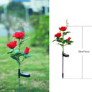 Galho com 3 Rosas Iluminadas com LED Solar à Prova D'àgua