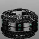 Kit 3 Pulseiras em Aço Inoxídável Banhado e Cravejada Com Cristal de Zircônia Pantera ROYAL