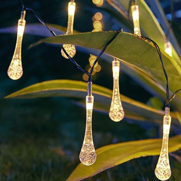 Kit 20 Lâmpadas de LEDs Gota de Orvalho Movido a Energia Solar com 8 modos de Luz