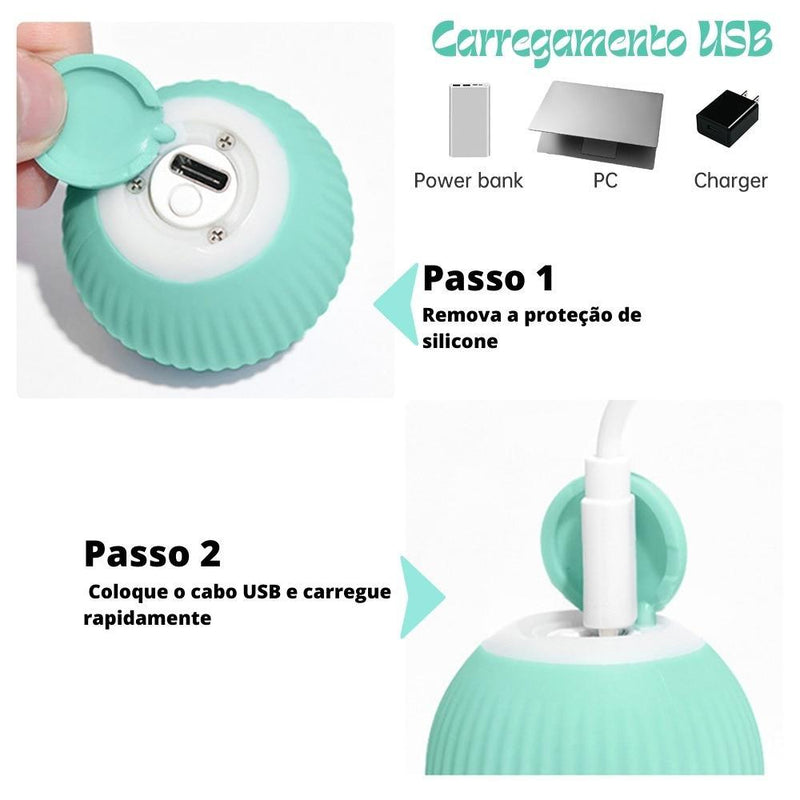 Pet ZOOM - Bolinha elétrica automática que se move sozinha, interativa, para Gatos e Cachorros Pequenos - Inov&tec