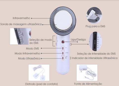 Aparelho de Cavitação Ultrassônica Led 3 em 1 para Redução de Gordura e Celulite UltraLipo